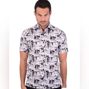 Bertigo Monochrome Graphic Men's Casual Shirt Sz L